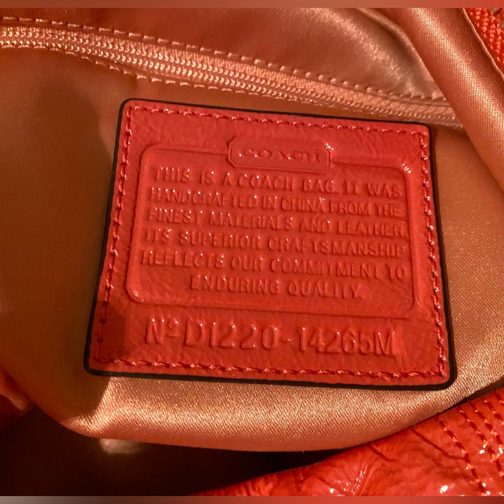 COACH Bag NEW (never used) 2012 Coral Orange Tote Silver Hardware Logo hangtags - Picture 11 of 13